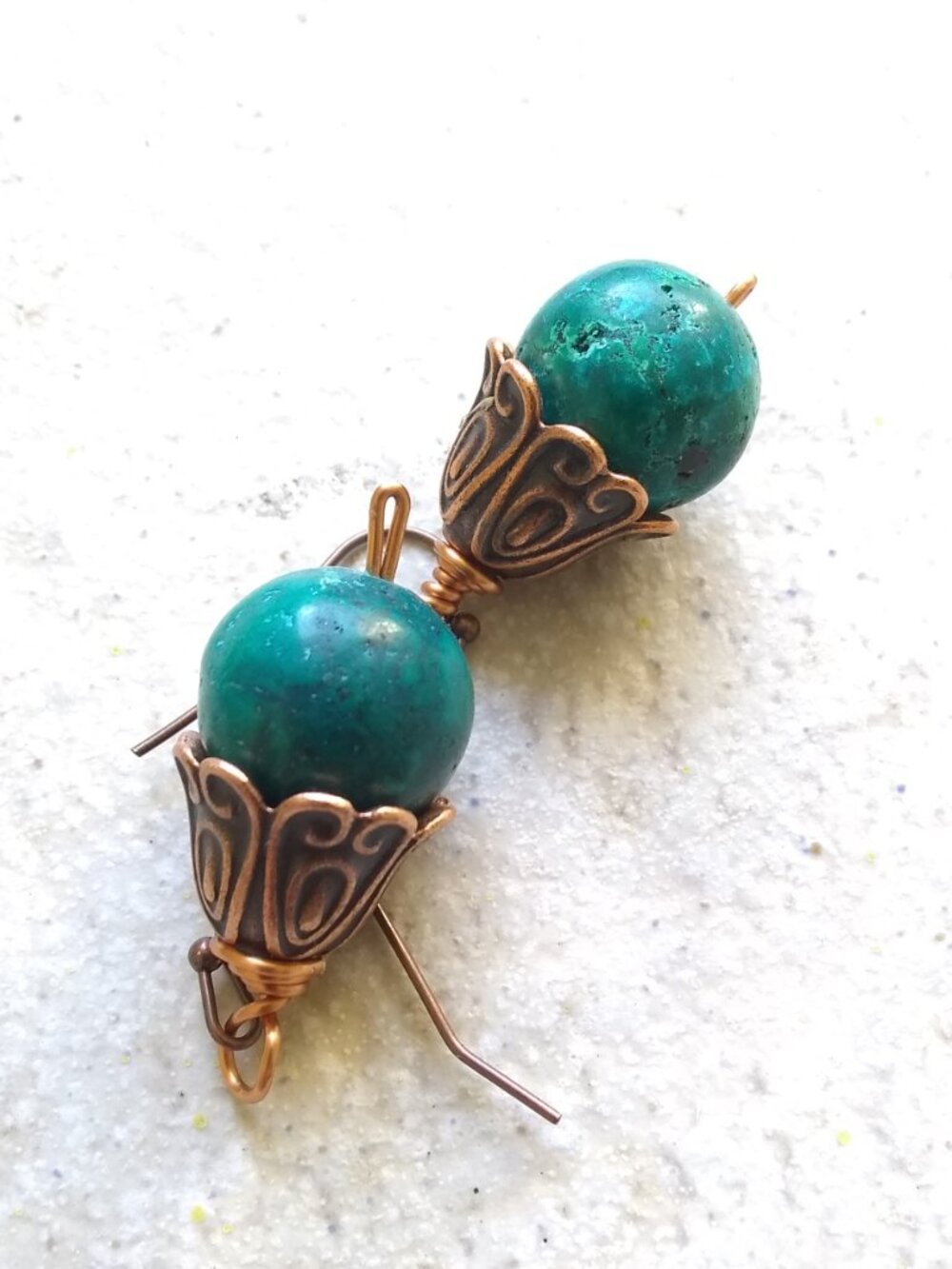 Chrysacolla - Chunky Monkeys! Big + Bold Stone Drops - Handmade Dangle Earrings